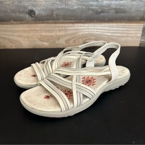Skechers Reggae Slim Simply Stretch Sandals Beige Taupe Slingback‎ Size 8